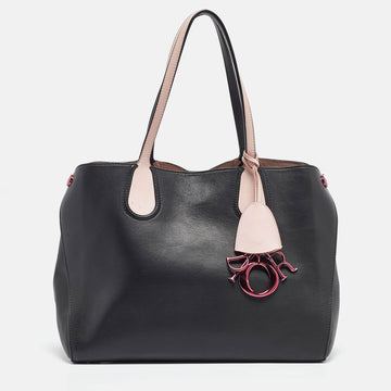 DIOR Black/Pink Leather Small  Addict Shopping Tote