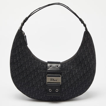 DIOR Black Oblique Canvas and Leather Street Chic Hobo