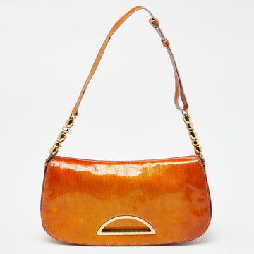 DIOR Orange Oblique Patent Leather Vintage Malice Bag