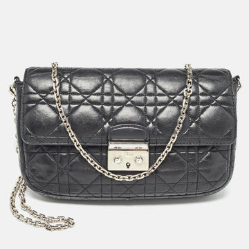 DIOR Black Cannage Leather Small Miss  Flap Bag