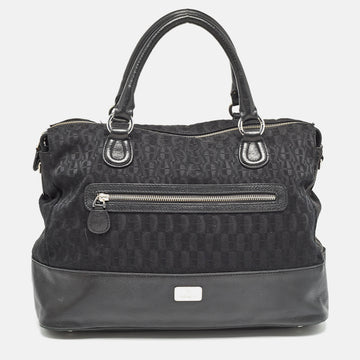 DIOR Black Monogram Canvas and Leather Front Pocket Tote