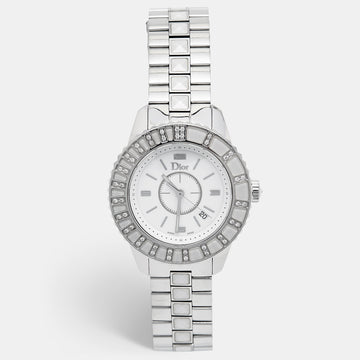 DIOR White Diamonds Stainless Steel Christal CD113112M001 Women's Wristwatch 33 mm