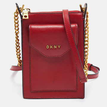 DKNY Red Leather Alexa Phone Crossbody Bag