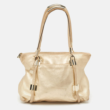 DKNY Gold Leather Metal Detail Tote