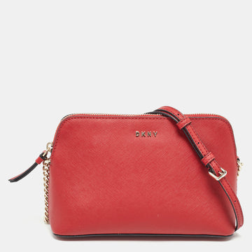 DKNY Red Leather Bryant Dome Crossbody Bag
