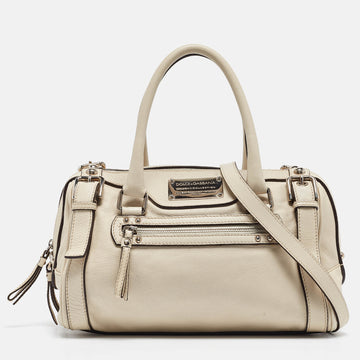 DOLCE & GABBANA Off White Leather Miss Easy Way Satchel