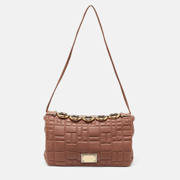 DOLCE & GABBANA Old Rose Quilted Leather Miss Deco Shoulder Bag