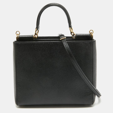 DOLCE & GABBANA Black Leather Miss Sicily Shopper Tote