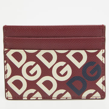 DOLCE & GABBANA Burgundy DG Mania Leather Card Holder