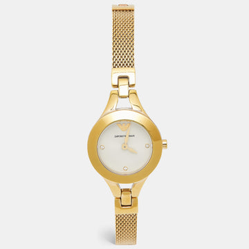 EMPORIO ARMANI Champagne Gold Tone Stainless Steel Classic AR7363 Women's Wristwatch 26 mm