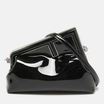 FENDI Black Patent Leather Midi First Bag