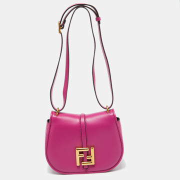 FENDI Pink Leather Small C'Mon Flap Shoulder Bag