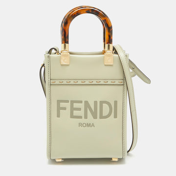 FENDI Green Leather Mini Sunshine Tote