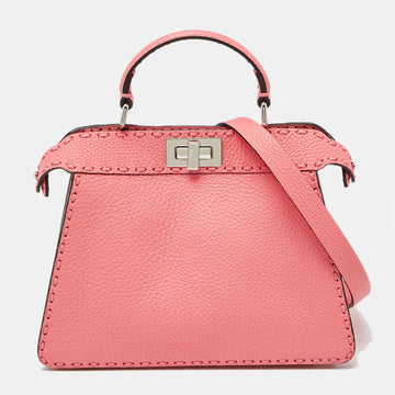 FENDI Pink Selleria Leather Small Peekaboo ISeeU Top Handle Bag