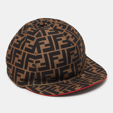 FENDI Tobacco Brown Zucca Pattern Canvas Baseball Cap One Size