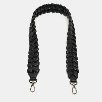 FENDI Black Woven Leather Shoulder Bag Strap