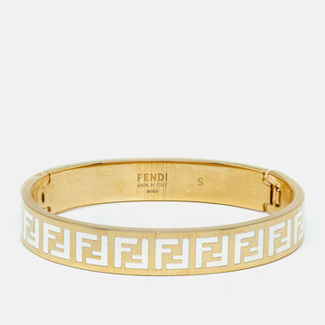 FENDI FF Logo Forever Enamel Gold Tone Bracelet S