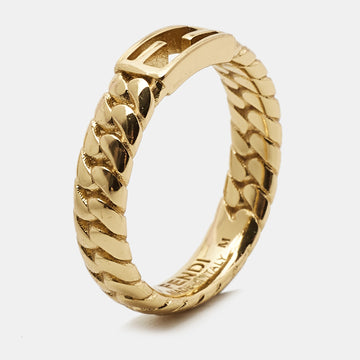 FENDI  Baguette Gold Tone Ring Size 55