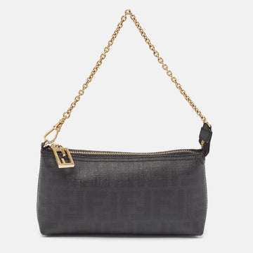 FENDI Black Zucca Coated Canvas Accessories Pochette