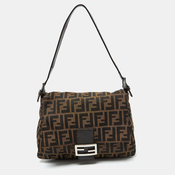 FENDI Tobacco Zucca Canvas and Leather Mama Baguette Bag