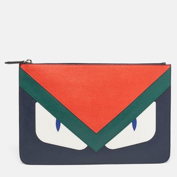 FENDI Multicolor Leather Monster Zip Pouch