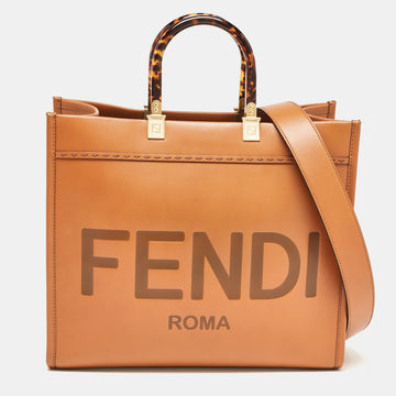 FENDI Brown Leather Medium Sunshine Tote