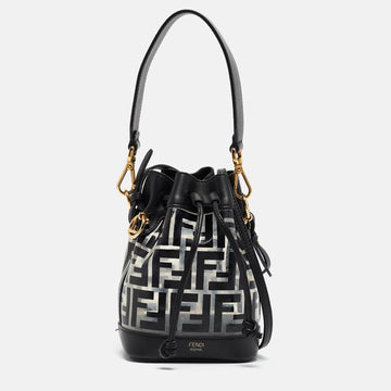 FENDI Black/Clear FF PVC and Leather Mini Mon Tresor Bucket Bag