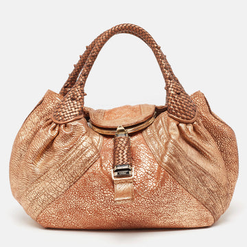 FENDI Bronze Pebbled Leather Spy Bag