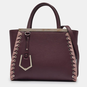 FENDI Plum/Pink Leather Petite Whipstitch 2jours Tote
