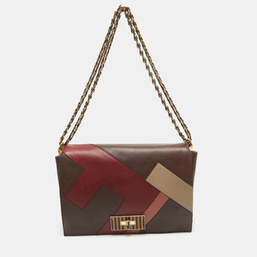 FENDI Multicolor Leather Large Claudia Colorblock Shoulder Bag