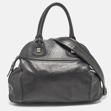 GIVENCHY Black Leather Zip Dome Satchel