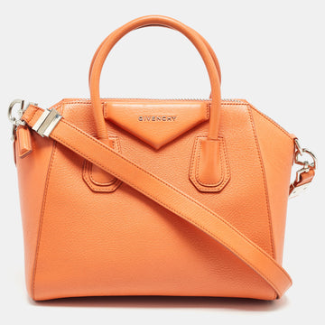 GIVENCHY Orange Leather Small Antigona Satchel