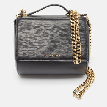 GIVENCHY Black Leather Mini Pandora Box Crossbody Bag