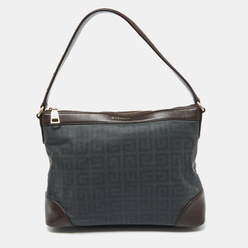 GIVENCHY Grey/Dark Brown Monogram Coated Canvas and Leather Hobo