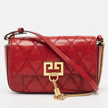 GIVENCHY Red Quilted Leather Mini Pocket Crossbody Bag