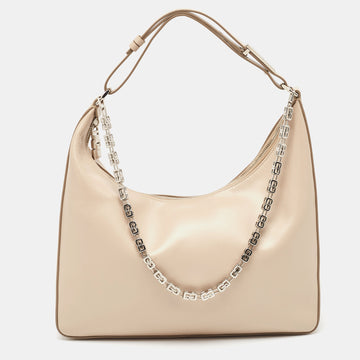 GIVENCHY Beige Leather Medium Moon Cut Out Hobo