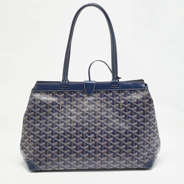 GOYARD Navy Blue ine Coated Canvas and Leather Bellechasse PM Tote