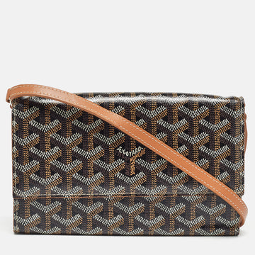 GOYARD Brown ine Coated Canvas Varenne Wallet on Strap