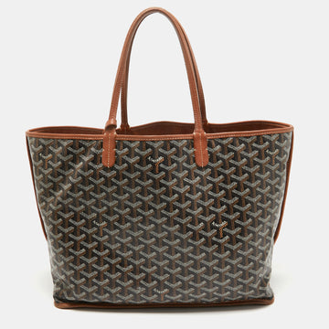 GOYARD Brown ine Coated Canvas and Leather Reversible Anjou PM Tote