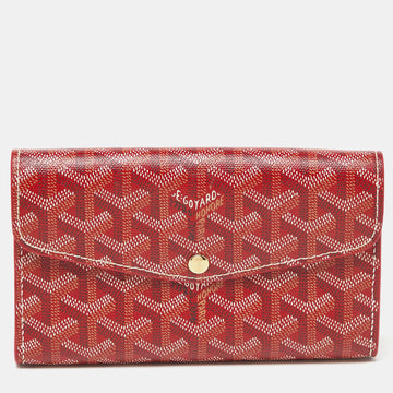 GOYARD Red ine Coated Canvas Double Flap Continental Wallet