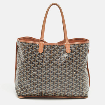 GOYARD Brown ine Coated Canvas and Leather Reversible Anjou PM Tote