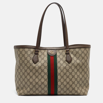 GUCCI Beige/Ebony GG Supreme Canvas Medium Ophidia Tote