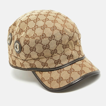 GUCCI Beige ssima Canvas Military Hat XL