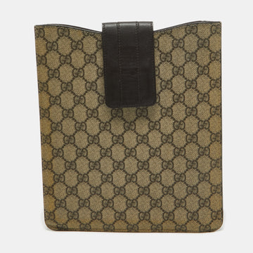 GUCCI Beige/Brown GG Supreme Canvas and Leather iPad Case