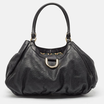 GUCCI Black ssima Leather Large Abbey D Ring Shoulder Bag