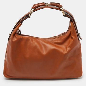 GUCCI Brown Leather Medium Horsebit Hobo