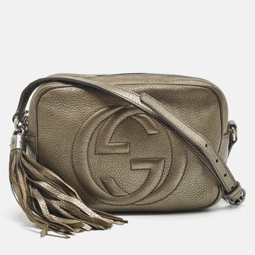 GUCCI Light Green Leather Leather Small Soho Disco Crossbody Bag