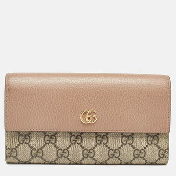 GUCCI Beige/Dusty Pink GG Supreme Canvas and Leather GG Marmont Wallet