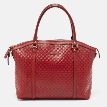 GUCCI Red Microssima Leather Large Dome Satchel