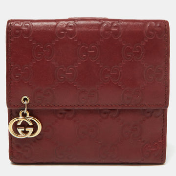 GUCCI Brown ssima Leather Trifold Wallet